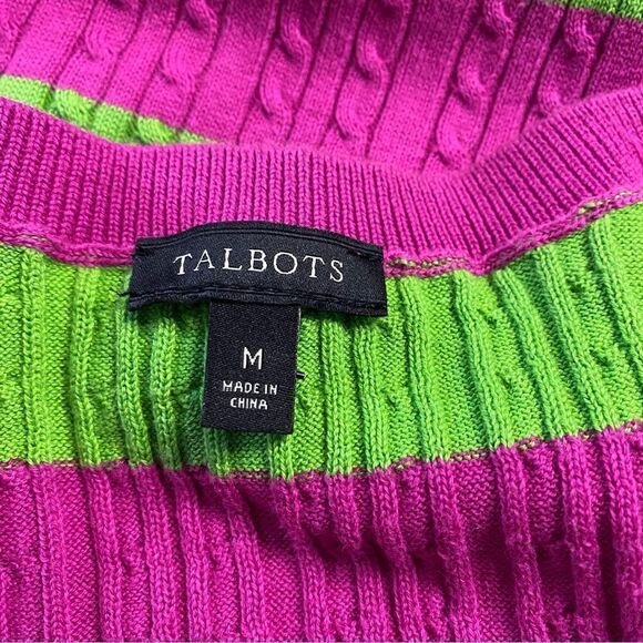 Talbots cable knit tank Purple & Lime Green Size M - Picture 5 of 6